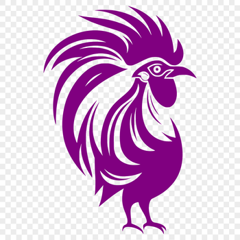 A full-body illustration of a farm animal, specifically a male chicken.