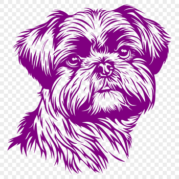 A vector illustration of a small, fluffy Shih Tzu dog's head.
