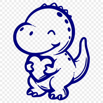 A simple line drawing of a baby Tyrannosaurus Rex in profile, suitable for digital art projects.