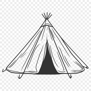 A simple tent design with a fabric shape and poles, ideal for outdoor camping.