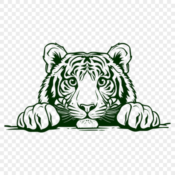 Artistic Peeking Tiger Clipart