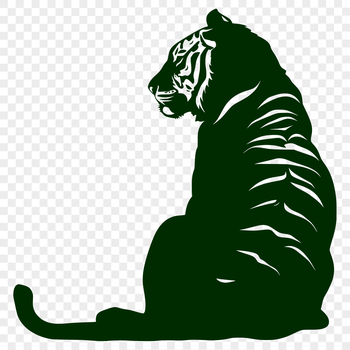 Large tiger sitting on its haunches, depicted in vector art style.