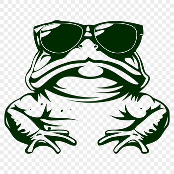 A digital illustration of a toad wearing sunglasses, depicted in full body.