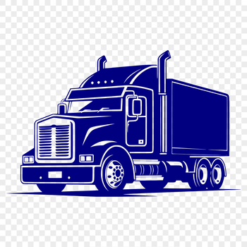 A large semi truck driving down the highway.