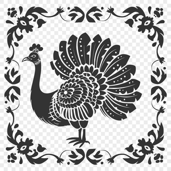 A detailed, full-body illustration of an ornate turkey, suitable for various design purposes.