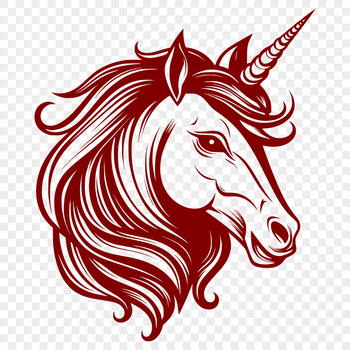 Mythical unicorn head in vector design, suitable for commercial or personal use.