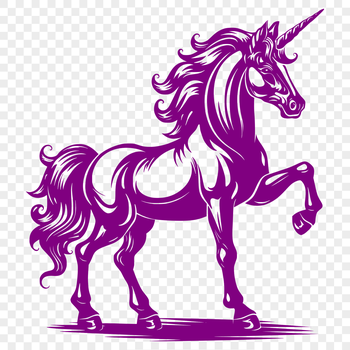 A colorful, full-body illustration of a mythical unicorn from a fairy tale.