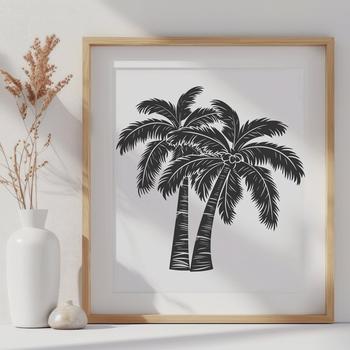 A single palm tree growing in a tropical landscape.