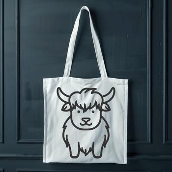 A simple line drawing of a cow in full body view.