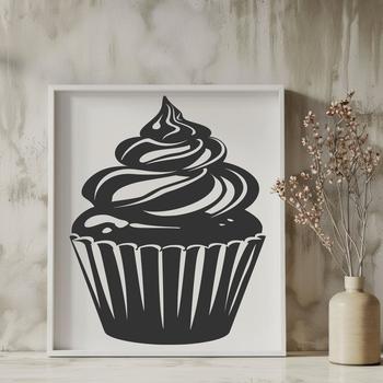 A colorful cupcake made up of layers, with frosting and decorations.