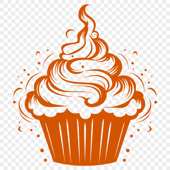 A vector graphic design of a single serving cupcake, perfect for crafting projects or digital use.