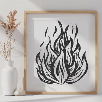 A stylized illustration of fire in the form of a flame, suitable for vector graphics.