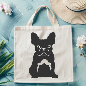 A full body illustration of a French Bulldog sitting in a relaxed position.