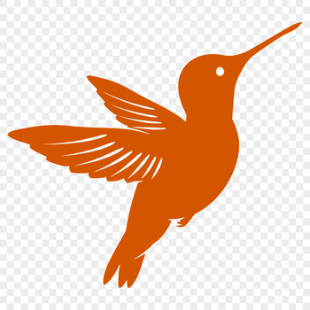 A detailed illustration of a hummingbird in mid-flight, showcasing its full body shape and feathers.
