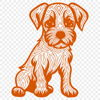 Vector graphic representation of a seated miniature schnauzer breed.