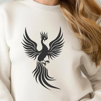 A detailed, full-body illustration of the mythical creature known as a Phoenix.