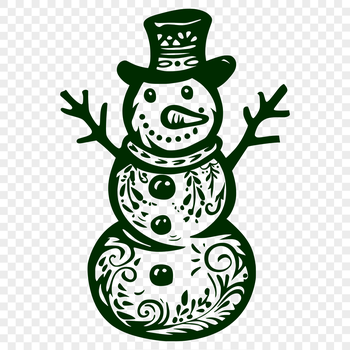 A vector graphic representation of a festive snowman designed for crafting and design projects.