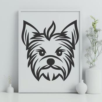 A simple line drawing of a small dog breed's head, ideal as clip art for pet-themed designs.