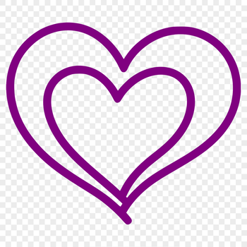 A simple line drawing of a heart symbol used in Valentines Day designs.