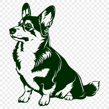 A detailed illustration of a sitting Welsh Corgi dog in full body view.