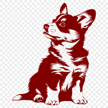 A full-body illustration of a sitting Welsh Corgi dog, suitable for vector graphics and digital design.