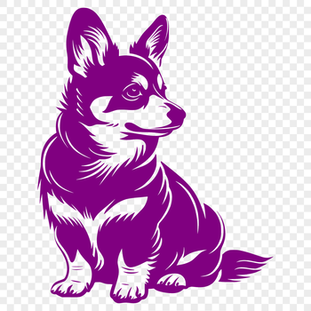 A full-body illustration of a sitting Welsh Corgi dog, suitable for digital design.