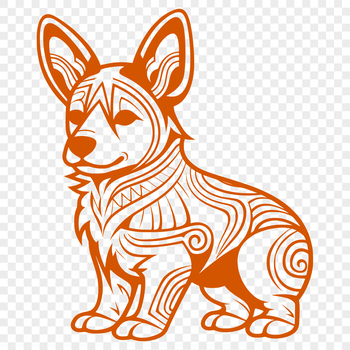 A detailed illustration of a standing Welsh Corgi dog from full body, suitable for use as vector art in various formats.