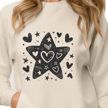 A stylized star icon featuring love hearts in various colors.