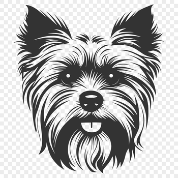A detailed illustration of a small dog breed, specifically the Yorkshire Terrier, depicted with realistic features.