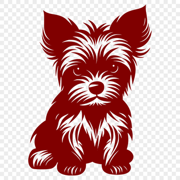 A vector design of a cute puppy, specifically a Yorkshire terrier breed, depicted in a seated position.