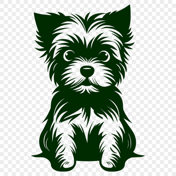 Full-body illustration of a Yorkshire terrier sitting, suitable for vector art and design.