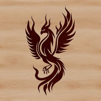 A mythical bird rising from the ashes in a vector design, suitable for cutting machine projects and clip art.
