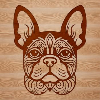 A stylized illustration of a French Bulldog's head, suitable for clip art and vector design.