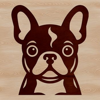 A cartoon illustration of a French Bulldog's head, suitable for vector graphics.