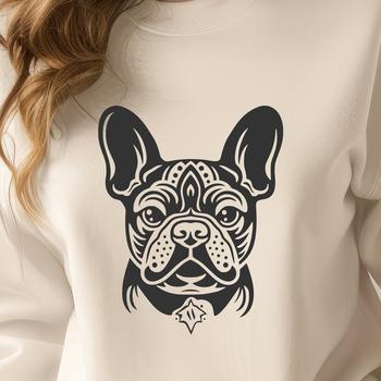 An SVG vector graphic of a French Bulldog, suitable for use in various design applications.