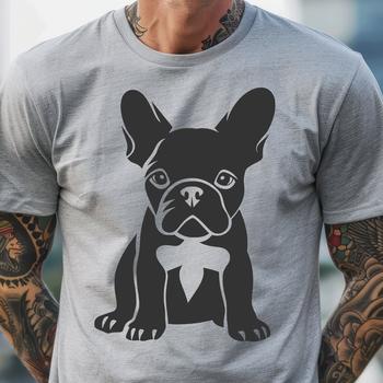 A full-body illustration of a seated French Bulldog, suitable for graphic design and crafting projects.