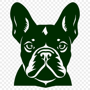 A detailed vector illustration of a French Bulldog's head, suitable for various design applications.