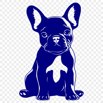 A full-body illustration of a relaxed French Bulldog sitting comfortably.