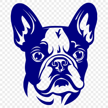 A realistic illustration of a French Bulldog's head, suitable for vector design.
