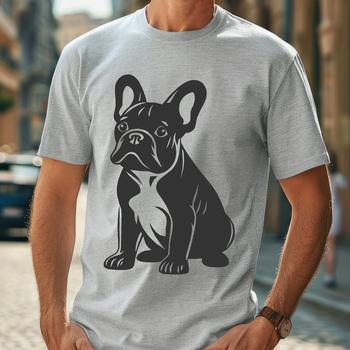 A full-body illustration of a seated French Bulldog with endearing facial features.