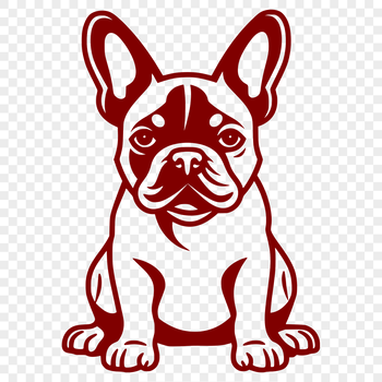 A detailed illustration of a sitting French Bulldog from the front view.