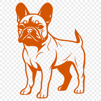 A full-body illustration of a lovable French Bulldog standing upright.