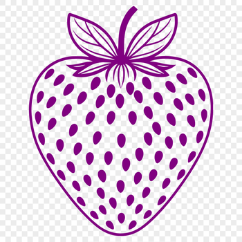 Close-up illustration of a fresh strawberry with green leaves, suitable for digital designs.