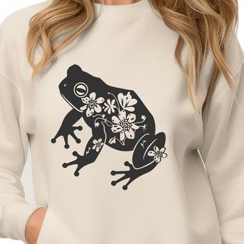 A simple vector illustration of a toad in a floral environment.