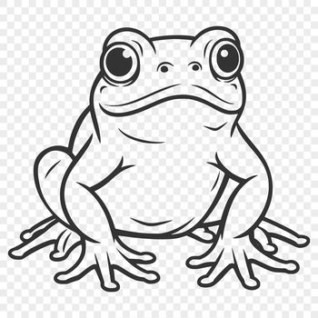 A green frog with a big smile and full body pose.