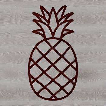 A simple line drawing of a pineapple fruit with smooth curves.