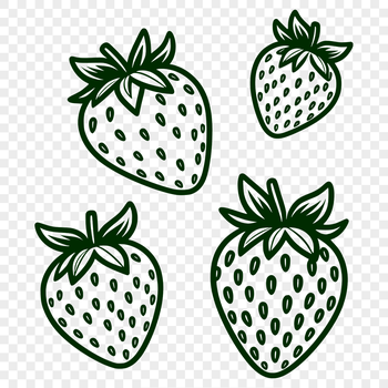 An isolated strawberry graphic created as a scalable SVG file for various design purposes.