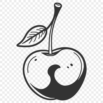 A stylized illustration of a ripe cherry fruit, ideal for digital design projects.