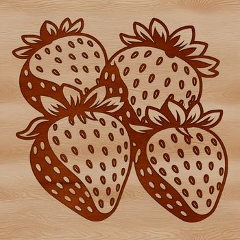 A stylized digital representation of a ripe strawberry, ideal for vector design and cutting machine stencils.