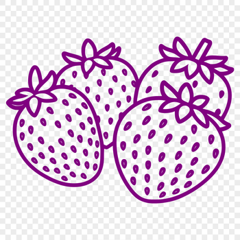 A simple vector illustration of a ripe red strawberry with green stem and leaves.